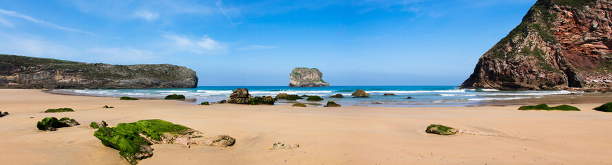 Naklejka premium panorama of beach in Asturias