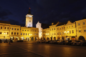 Fototapeta na wymiar Ceske Budejovice at night, Budweis, Budvar, South Bohemia, Czech Republic, Europe