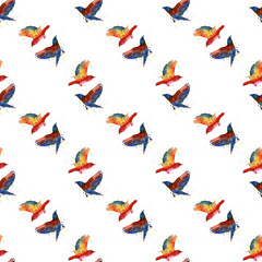Fototapeta na wymiar Seamless watercolor texture with birds . Seamless texture with high quality hand painted watercolor elements.