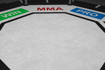 mma fighting octagon stage 3d render