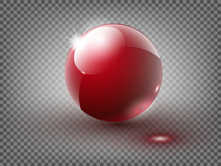 Hard Red Pool Ball Isolated on White Background.Vector illustration. 10 EPS