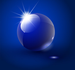 Glass sphere, blue 3D vector ball. Vector illustration. 10 EPS