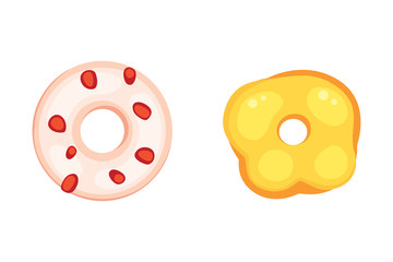 Obraz premium Catoon donut with glaze vector illustration isolated.