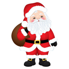 Vector Cute Cartoon Santa Claus with Sack