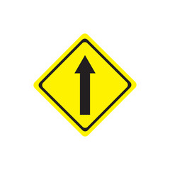 Straight traffic sign symbol on white background.