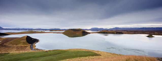Skútustadir pseudo craters near Akureyri, northern Iceland