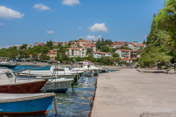 Fototapeta na wymiar Marina in Old town Krk, Mediterranean, Croatia, Europe