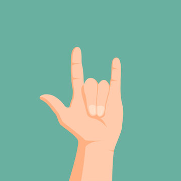 I Love You Sign Language . Rock music gesture. Vector illustration