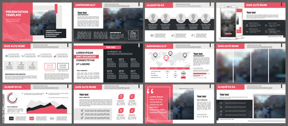 Poster red presentation templates elements on a white background. vector infographics. use in presentation,