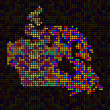 Abstract map of Canada, colorful pixels. Vector