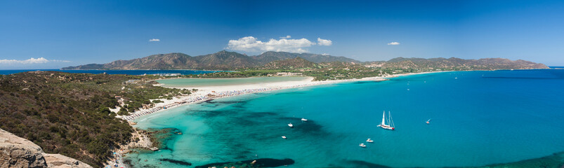 Transparent and turquoise sea in Porto Giunco, Sardinia, Italy
