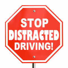 Stop Distracted Driving Sign No Texting 3d Illustration