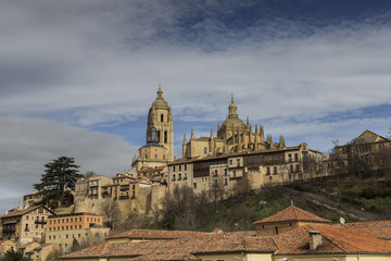 Fototapeta na wymiar View of the Cathedral of Segovia.