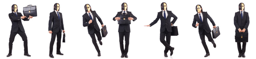 Man with mask isolated on white