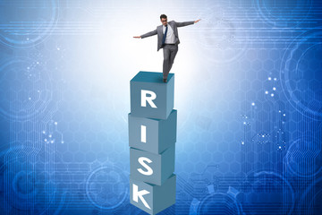 Businessman in risk and reward business concept