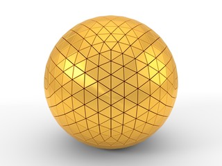 triangle plated golden sphere. 3d illustration