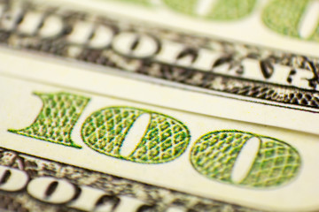 Dollars Closeup Concept. One Hundred Dollar Banknotes.