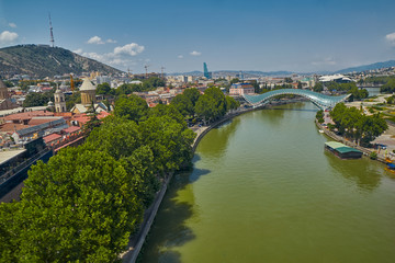 Fototapeta premium TBILISI, GEORGIA - 31 July 2017: Panoramic View over Tbilisi City Center