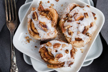 Homemade Cinnamon Rolls on a Plate