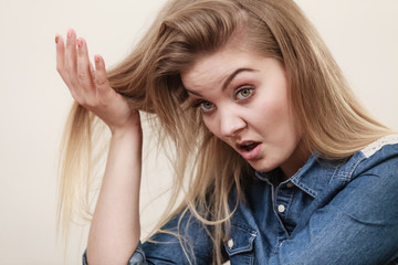 Woman being skeptical questioning something