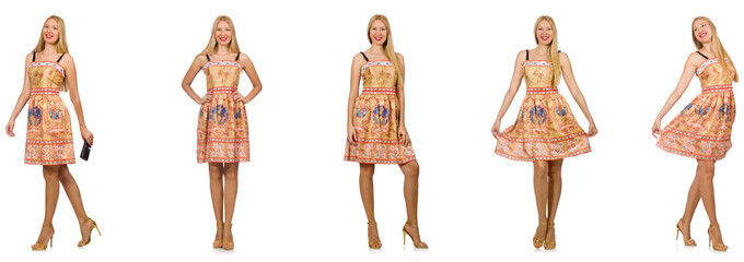 Woman in fashion looks isolated on white