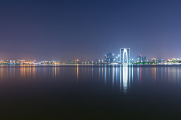 Obraz na płótnie Canvas China Suzhou Jinji Lake night scene