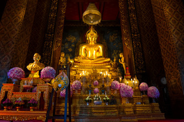 The Royal relics and ashes of the His Majesty late King Bhumibol loaded in a golden Budhha statue...
