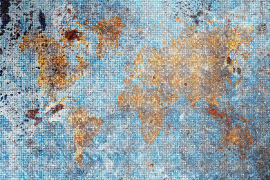 Retro-styled world map, vintage background