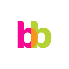 Initial letter bb, overlapping transparent lowercase logo, modern magenta orange green colors