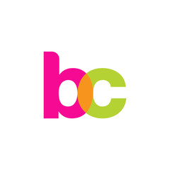 Initial letter bc, overlapping transparent lowercase logo, modern magenta orange green colors