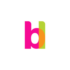 Initial letter bl, overlapping transparent lowercase logo, modern magenta orange green colors