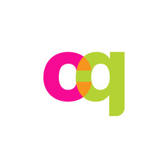 Initial letter cq, overlapping transparent lowercase logo, modern magenta orange green colors