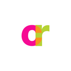 Initial letter cr, overlapping transparent lowercase logo, modern magenta orange green colors