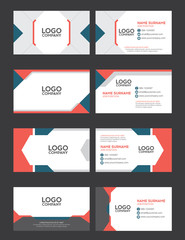 set of modern business name card template, blue red and gray color
