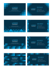 set of modern business name card template, dark blue color