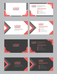 set of modern business name card template, red gray color
