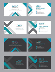 set of modern business name card template, blue green color