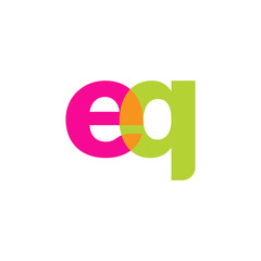 Initial letter eq, overlapping transparent lowercase logo, modern magenta orange green colors