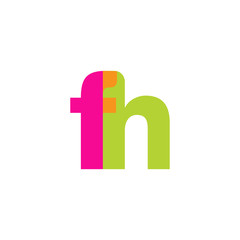 Initial letter fh, overlapping transparent lowercase logo, modern magenta orange green colors