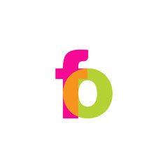 Initial letter fo, overlapping transparent lowercase logo, modern magenta orange green colors