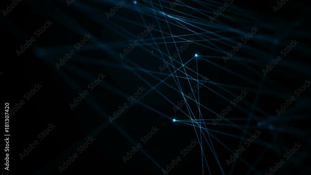 Poster 4k animation dark abstract background dot line connection for cyber futuristic technology network co