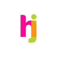 Initial letter hj, overlapping transparent lowercase logo, modern magenta orange green colors