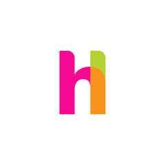 Initial letter hl, overlapping transparent lowercase logo, modern magenta orange green colors