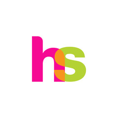 Initial letter hs, overlapping transparent lowercase logo, modern magenta orange green colors