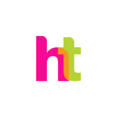 Initial letter ht, overlapping transparent lowercase logo, modern magenta orange green colors