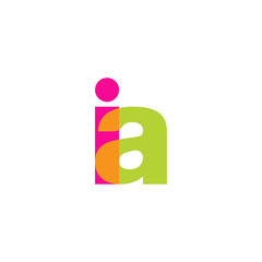 Initial letter ia, overlapping transparent lowercase logo, modern magenta orange green colors