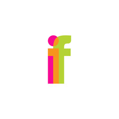 Initial letter if, overlapping transparent lowercase logo, modern magenta orange green colors