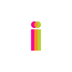Initial letter ii, overlapping transparent lowercase logo, modern magenta orange green colors