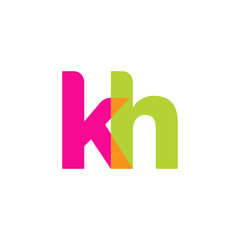 Obraz premium Initial letter kh, overlapping transparent lowercase logo, modern magenta orange green colors