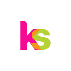 Initial letter ks, overlapping transparent lowercase logo, modern magenta orange green colors